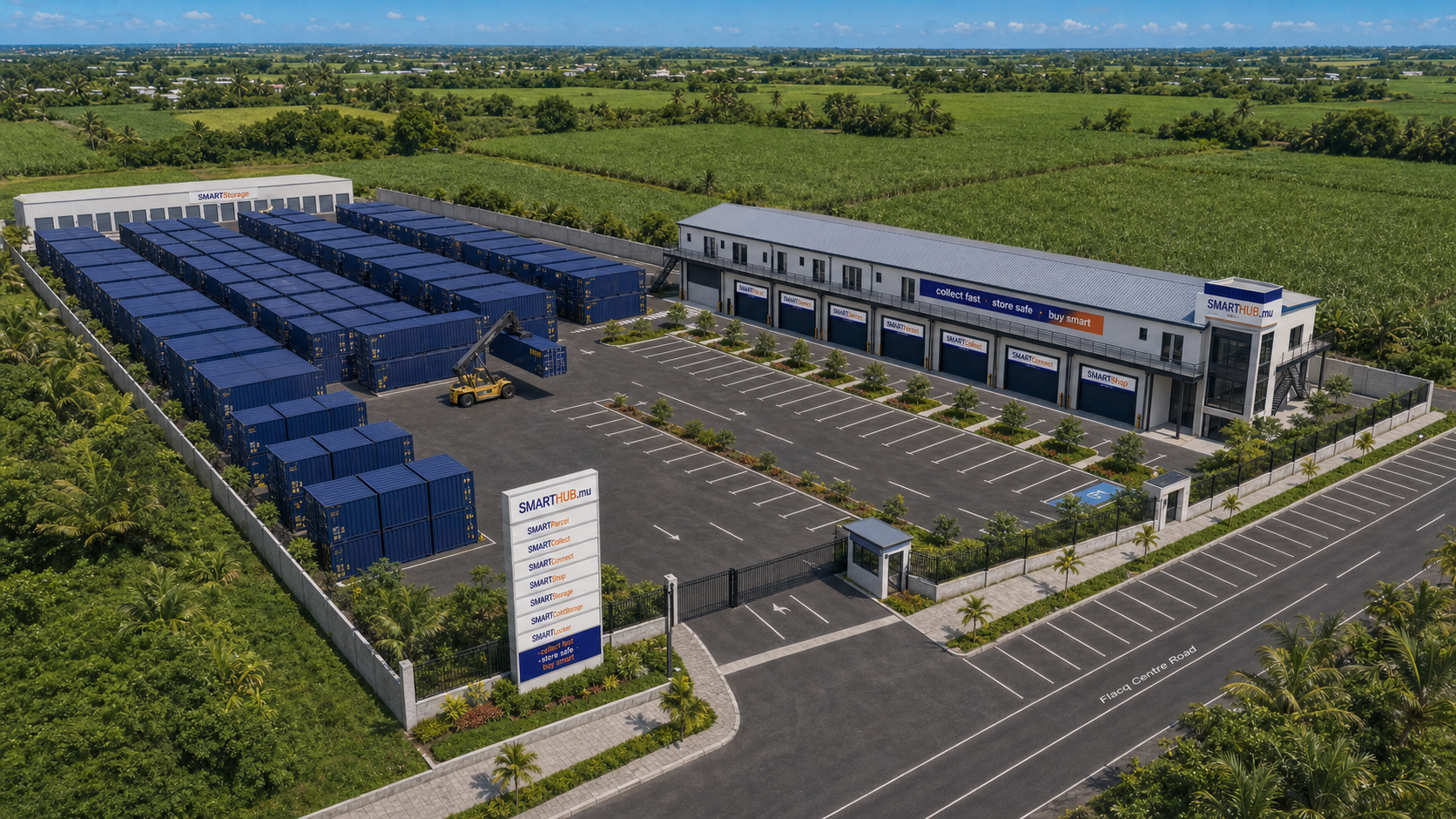 Aerial view of the Smart Hub.mu Flacq precinct